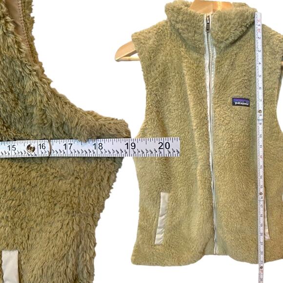 Patagonia Los Gatos Zip Up Fleece Vest Womens M Khaki Outdoor Slow Fashion Fuzzy - Picture 11 of 13